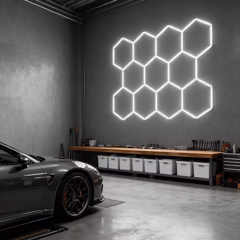 JOIEYOU LED Hexagon Lighting 6500K Energooszczędne lampy sufitowe Sześciokątny panel ścienny DIY Konfiguracja zwykłej lampy do siłowni, piwnicy, garaży, warsztatu, biura (11 Hex)