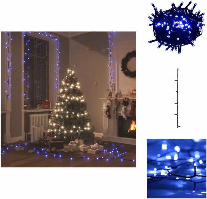 vidaXL Lampki choinkowe LED z 300 diodami LED niebieskie 30 m PVC - Oświetlenie świąteczne