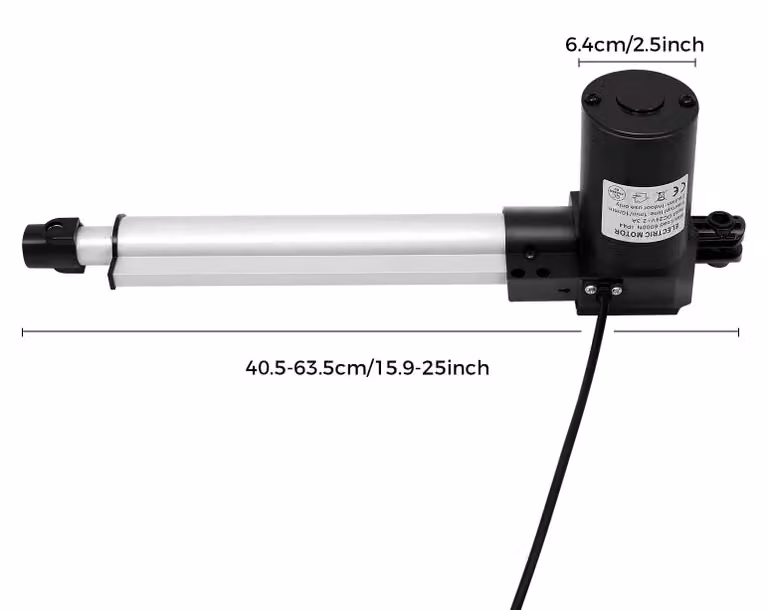 Elektryczny siłownik liniowy - 6000 N - skok 230 mm - 5 mm/s - 24 V DC, 60 W - wtyczka EU (100–240 V) - czarny