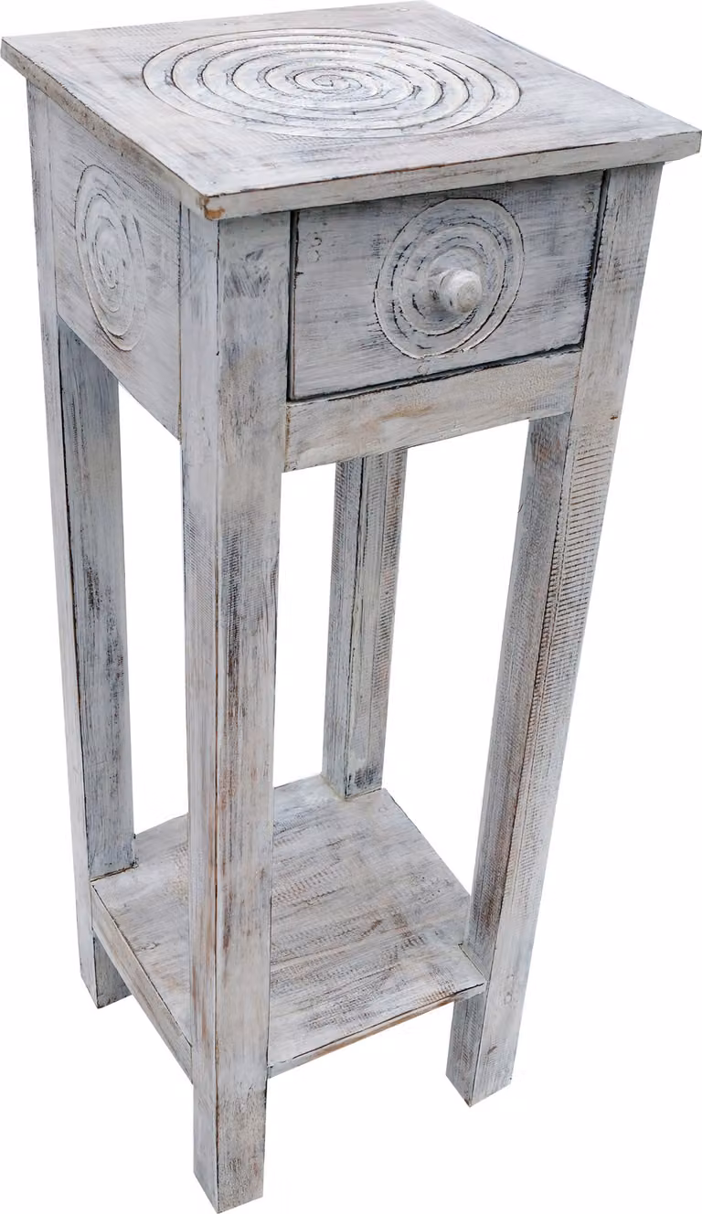 Stolik telefoniczny, stolik przedpokojowy – Spirale Biały, drewno, 80*37*37 cm, stoliki kawowe i stoliki podłogowe