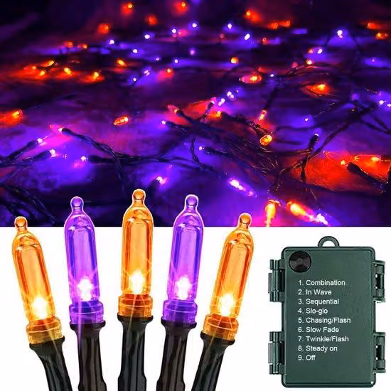 12 metrów, 120 diod LED, lampki na Halloween - Wodoodporne lampki choinkowe z 8 trybami, idealne do dekoracji zewnętrznych