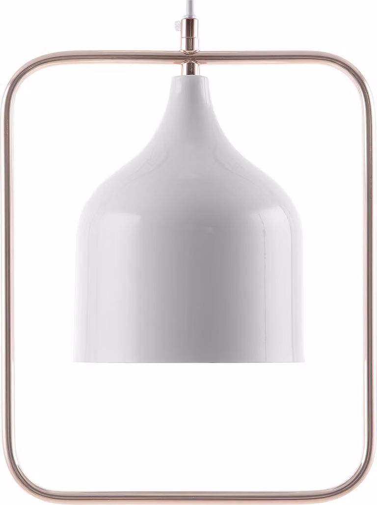 BELIANI Lampa sufitowa biała metalowa 121 cm miedziana rama wysoki połysk industrialna