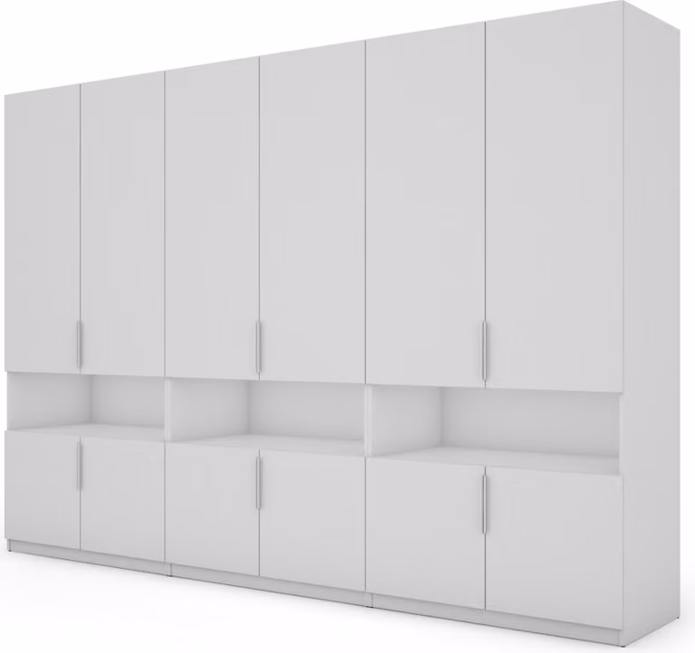 Meblast | Szafa 330x230 cm - Biały - Szafa z półkami, szufladami i drążkiem na ubrania | Minimalistyczny styl