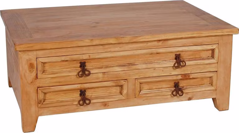 MiaMöbel Stolik kawowy Mexico Meble 100x40x70 cm Styl rustykalny Lite drewno sosnowe Miód