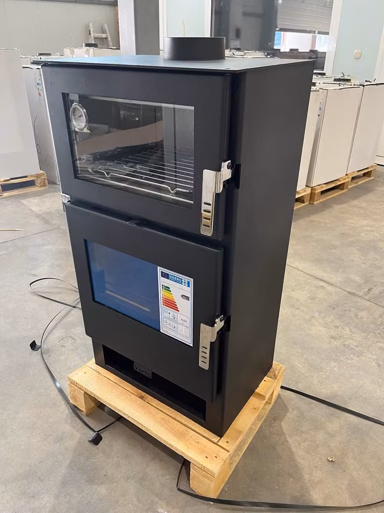 Piec na drewno z komorą pieczenia Inox Verso F Piec na drewno 9 kW Piec kominkowy Drewno Piec wielopaliwowy
