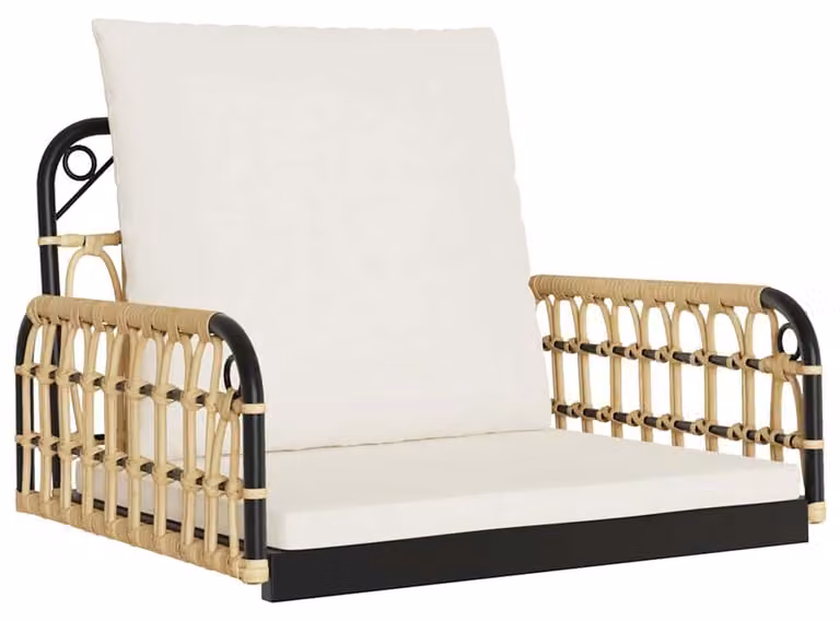 vidaXL Wiszący fotel z poduszką 63x58x39 cm z polirattanu i stali