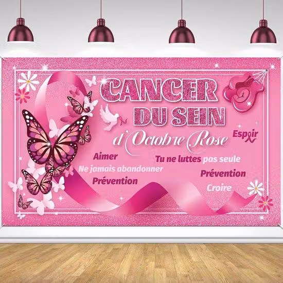 Dailygoods - Banner 185 x 110 cm - Dekoracja do salonu - Dekoracja pokoju - Dekoracyjne lampki stołowe - Kampania zwiększająca świadomość na temat raka - Dekoracje na październik