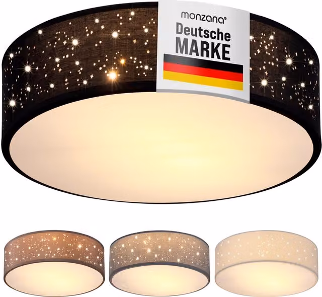 Lampa sufitowa MONZANA czarna materiałowa Ø38 cm efekt gwieździstego nieba
