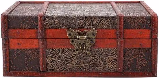 Drewniane pudełko do przechowywania, 23 x 16 x 10 cm - Skrzynia w stylu vintage, inspirowana piratami - Idealne do dekoracji i przechowywania biżuterii oraz zabawek - Luxento