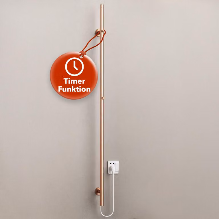 BELVIT elektryczna suszarka do ręczników 150 cm 60 W z timerem i 2 ustawieniami ciepła - elektryczny podgrzewacz do ręczników, naścienny, 2 haczyki, grzejnik łazienkowy