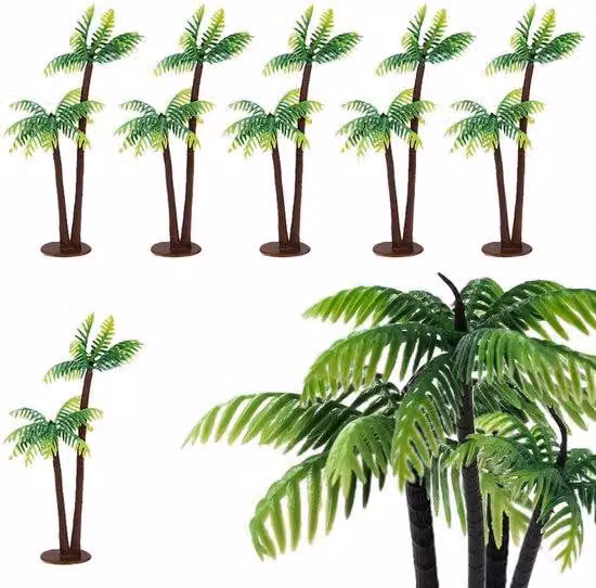 20 sztuk sztucznych palm - palmy dekoracyjne do użytku wewnątrz i na zewnątrz - miniaturowe modele drzew - plastik - zielone - wysokość 13 cm - miniaturowe palmy