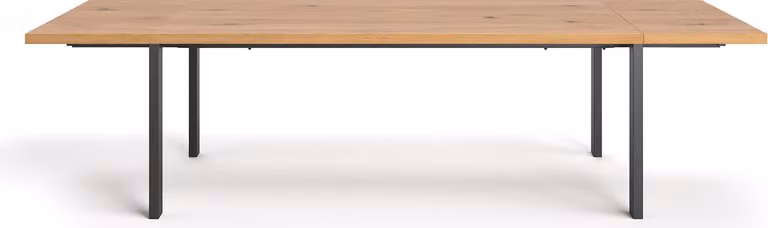 Rozkładany stół Ramme z litego drewna, 180x90 cm + dostawka 1x50 cm, dąb, designerskie meble