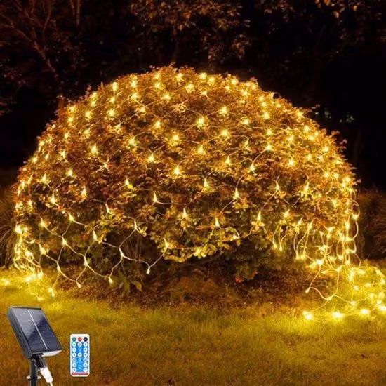 Oświetlenie solarne LED, 192 lamp LED, 8 trybów, 192 x 24 cm, oświetlenie ogrodowe, dekoracyjne girlandy, pilot, wodoodporne, idealne do balkonu, dekoracja świąteczna (2 m x 3 m, ciepła biel)