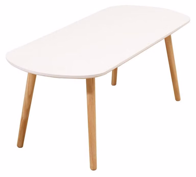 Stół jadalniany prostokątny, wymiary: 110 x 50 x 45 cm, kolor biały, materiał: płyta MDF, nogi z drewna bukowego