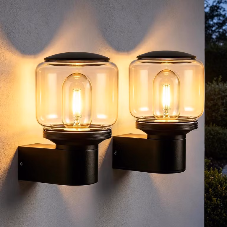 ZMH LED, zewnętrzne oświetlenie ścienne, zestaw 2 sztuk, oświetlenie tarasowe, oprawa E27, lampa ścienna zewnętrzna, IP65, lampa ścienna do domu, lampa zewnętrzna, oświetlenie balkonu, oświetlenie korytarza