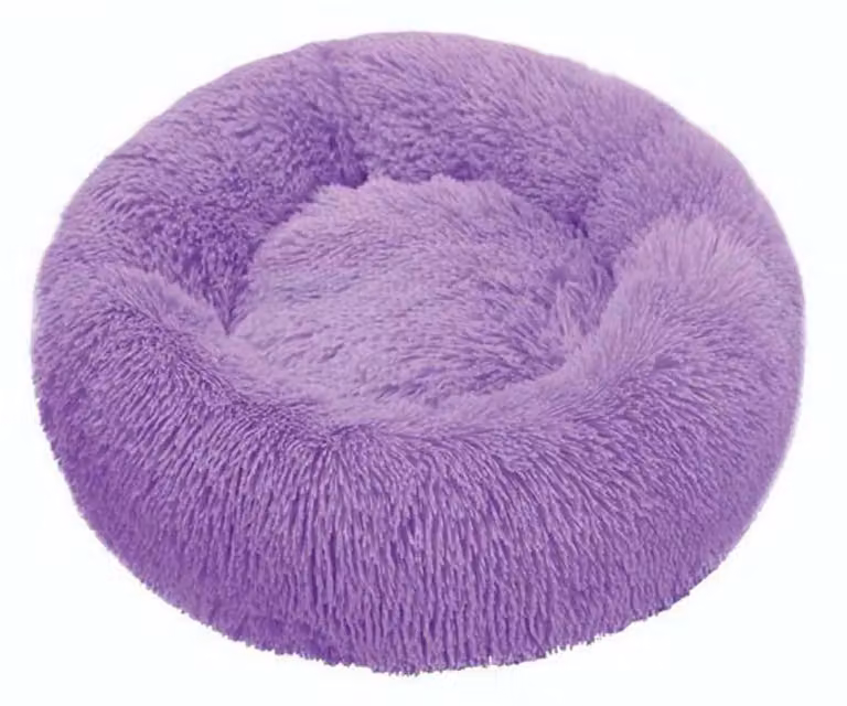 Łóżeczko dla psa, łóżeczko dla kota, miękkie, okrągłe, 80 cm, fioletowe, wykonane z pluszu