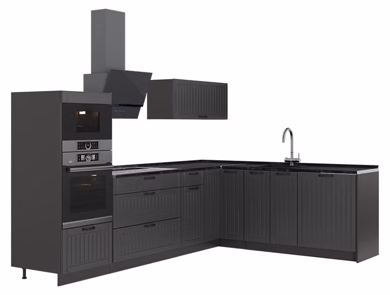 Kuchnia narożna Vicco Fame-Line Ciemnoszary/Antracyt 287 x 207 cm, BP Antracyt, Model 63461