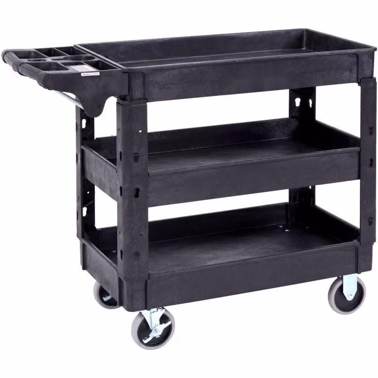 Wózek do serwowania 103x43,5x85,7cm - Wózek prześwitowy 249kg udźwigu - Wózek - Wózek wielofunkcyjny z polipropylenu - 3 komory - Wózek kuchenny - Koła skrętne - Wózek wnękowy - Wózek warsztatowy - Wózek serwisowy
