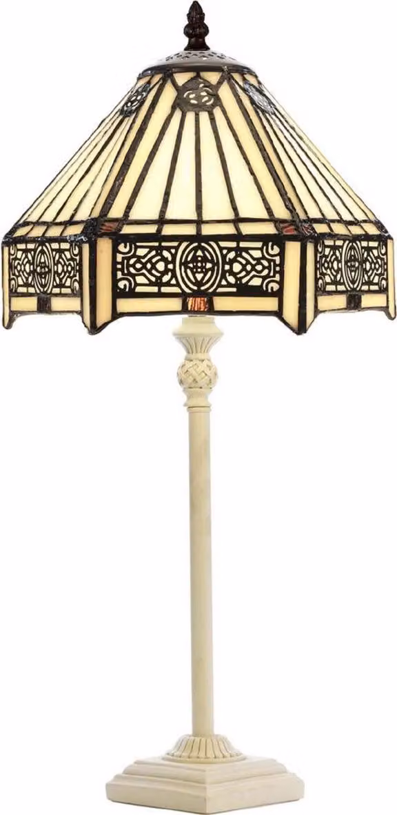 Casa Padrino luksusowa lampa stołowa Tiffany wielokolorowa / biała Ø 20 x wys. 51 cm - lampa biurkowa Tiffany - lampa deco do salonu - lampa deco na biurko - luksusowe lampy Tiffany