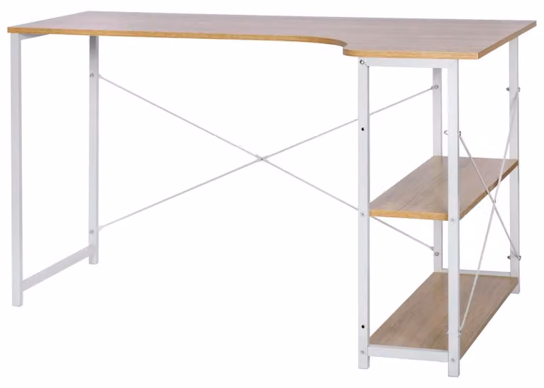 Stół komputerowy - Biurko komputerowe - Meble komputerowe - Stół pod laptopa - Stół do gier - Kształt L - Biały