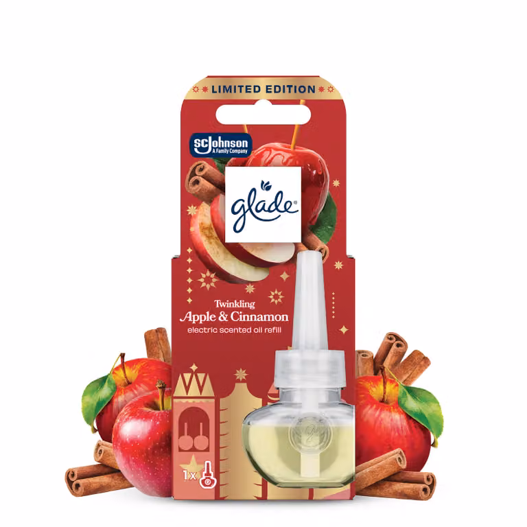 Świąteczny zimowy Glade® Electric scented oil Twinkling Apple&Cinnamon, zapas do elektrycznego odświeżacza powietrza 20 ml