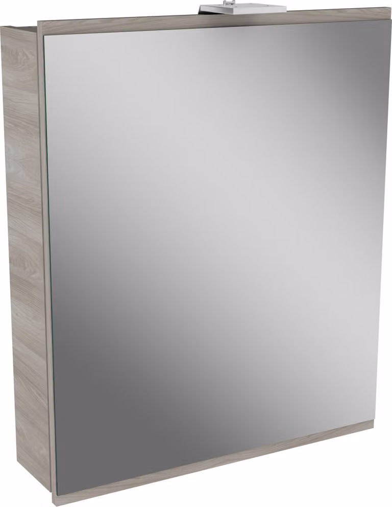 FACKELMANN Szafka z lustrem LED LIMA / Szafka łazienkowa z systemem cichego domykania / Wymiary (szer. x wys. x gł.): ok. 60 x 73 x 15,5 cm / Meble do WC lub łazienki / Korpus: brązowy / Front: brązowy/lustro