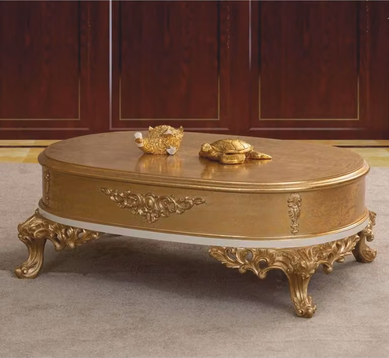 Casa Padrino stolik w stylu barokowym złoty / biały 120 cm - meble w stylu barokowym