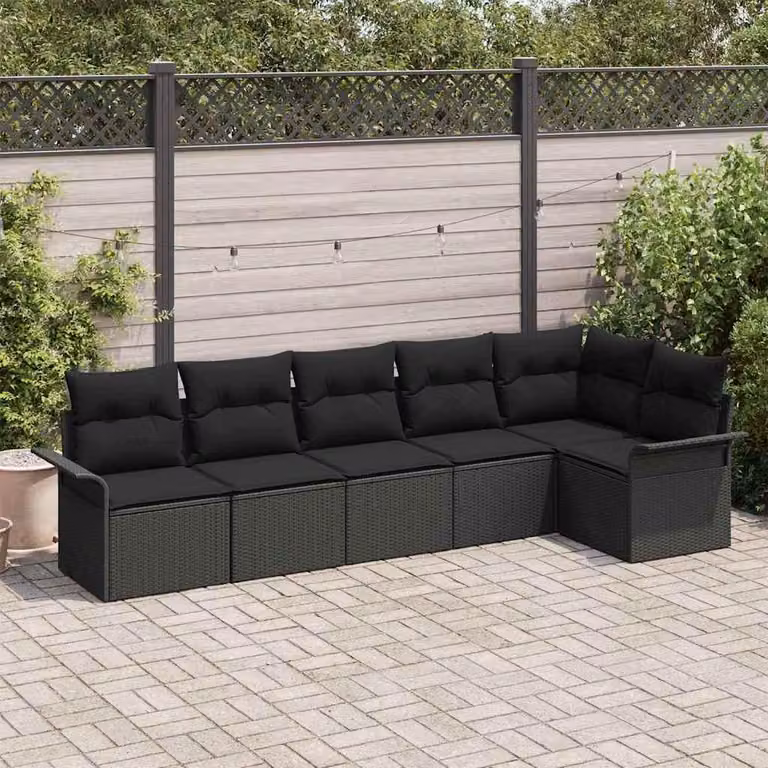 Maison Exclusive - Zestaw Sof na Ogród z poduszką 6 pcs Czarny Polirattan