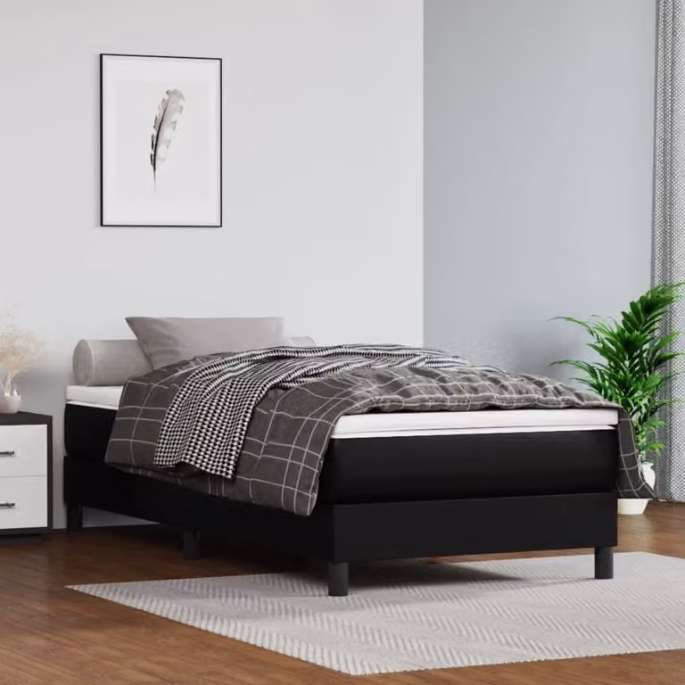 vidaXL Materac sprężynowy kieszeniowy czarny 90x200x20 cm imitacja skóry - Materac sprężynowy kieszeniowy - Materace sprężynowe kieszeniowe - Materac - Meble do sypialni