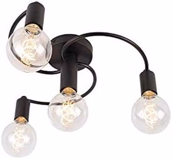 Nowoczesna, czarna lampa sufitowa w stylu art deco, 4-punktowa, idealna do salonu i sypialni