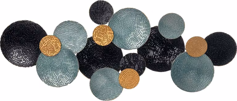 3D Dekoracja ścienna z kołami 121 cm x 4 cm x 53 cm Metal Niebieski + Czarny