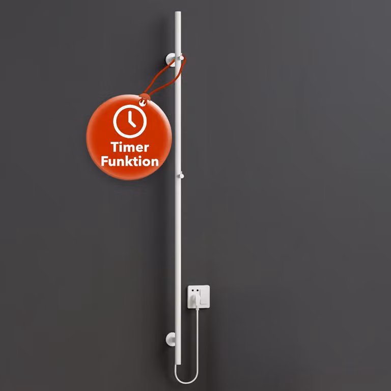 BELVIT elektryczna suszarka do ręczników 150 cm 60 W z timerem i 2 ustawieniami ciepła - elektryczny podgrzewacz do ręczników, naścienny, 2 haczyki, grzejnik łazienkowy
