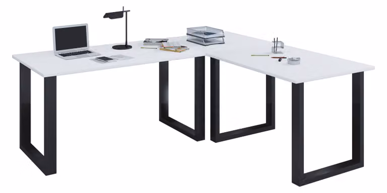 Biurko narożne Lona 80 cm U aluminium czarne