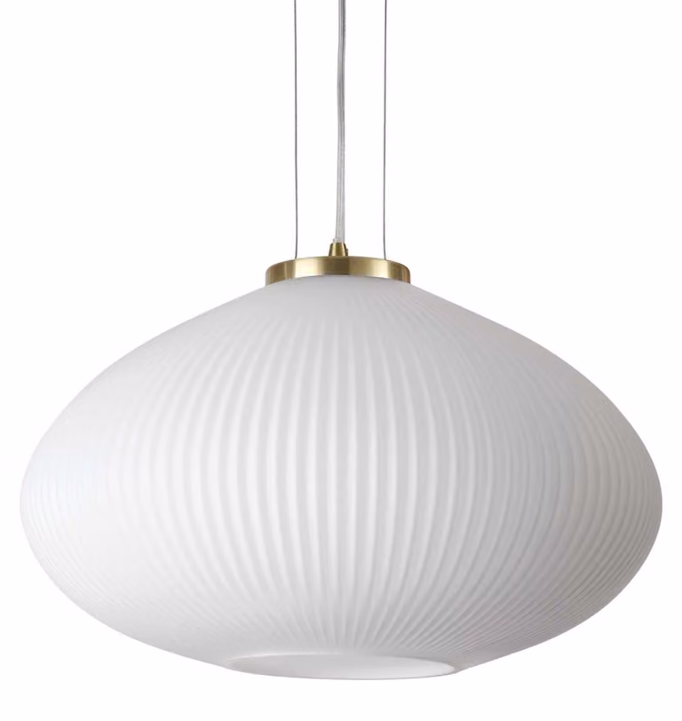 Ideal lux PLISSÈ SP1 D45 Lampa wisząca z gniazdem E27 Struktura mosiądz satynowany Abażur biały z reliefami
