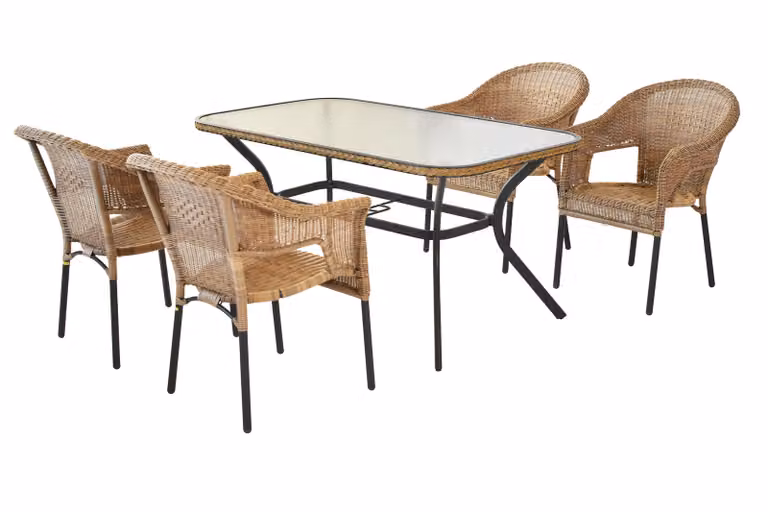 Merxx 5-cz. Zestaw Ravenna, 4 krzesła sztaplowane Ravenna, 1 stół, 140x80 cm, w różnych kolorach Kolory, kolor:naturalny