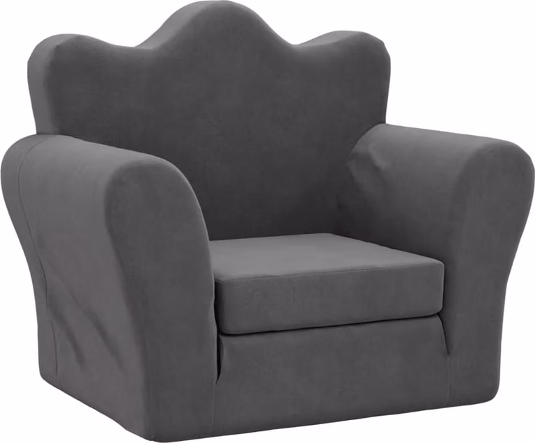 vidaXL Sofa dla dzieci antracytowa z miękkiego pluszu