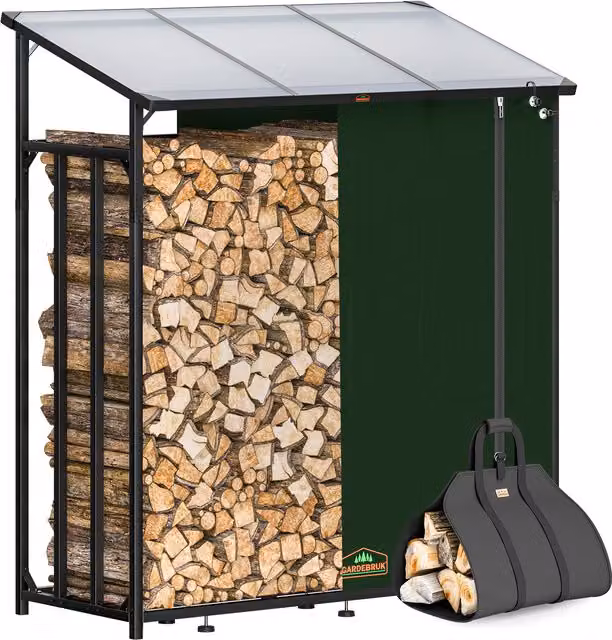 Stojak na drewno opałowe GARDEBRUK antracyt W 198 x S 163 x G 70 cm z plandeką i torbą