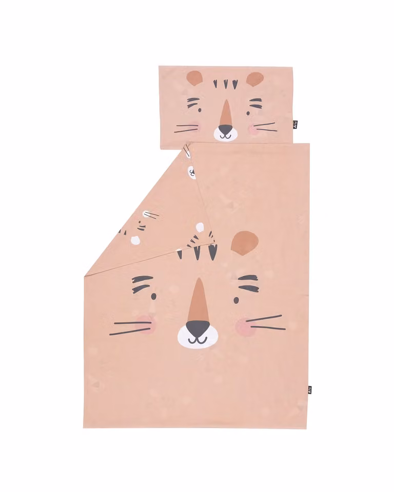 Bawełniana pościel dziecięca Happy Tiger Yellowtipi w kolorze beżowym, zestaw z poszewką na kołdrę i poduszkę, W x S: 140 x 200 cm, 70 x 80 cm