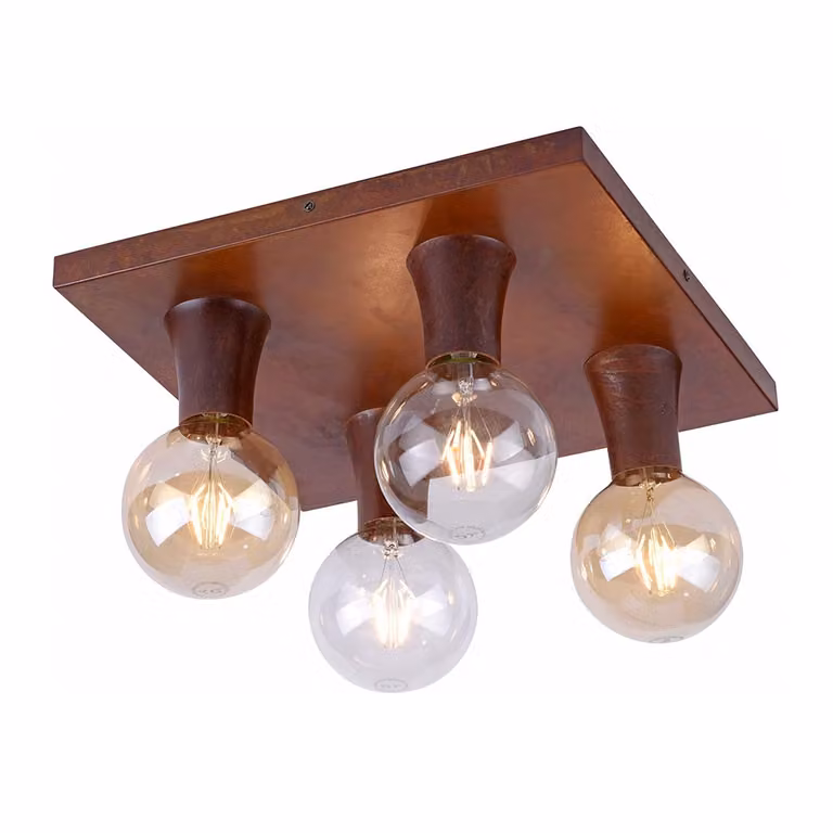 Lampa sufitowa w kolorze rdzy, kwadratowa, wysokość 11 cm