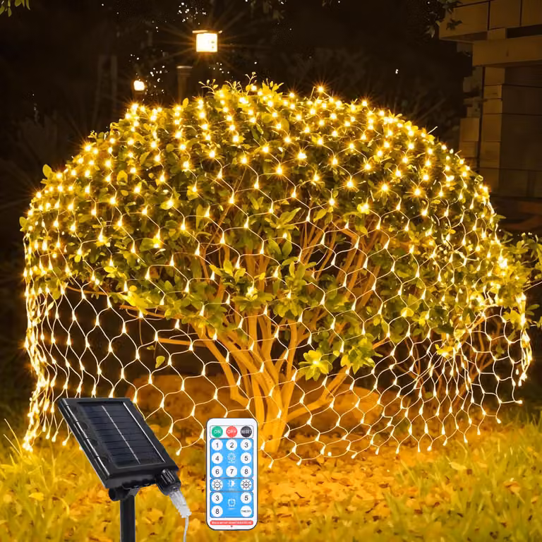 Hengda Solar – łańcuch świetlny 3 m x 2 m, kurtyna świetlna z pilotem i timerem, dekoracja świąteczna, imprezowa i ogrodowa, ciepłe białe światło