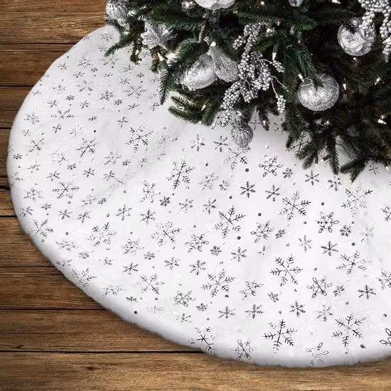 Ozdoba na choinkę, 45 cm - Srebrne płatki śniegu - Trwała - Wykonana z miękkiego materiału - Zapięcie na rzep - Elegancka dekoracja - Pokrowiec na choinkę