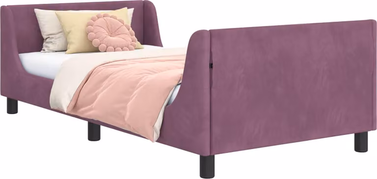 vidaXL Rama łóżka dziecięcego z zagłówkiem fioletowa 80 x 200 cm aksamitna