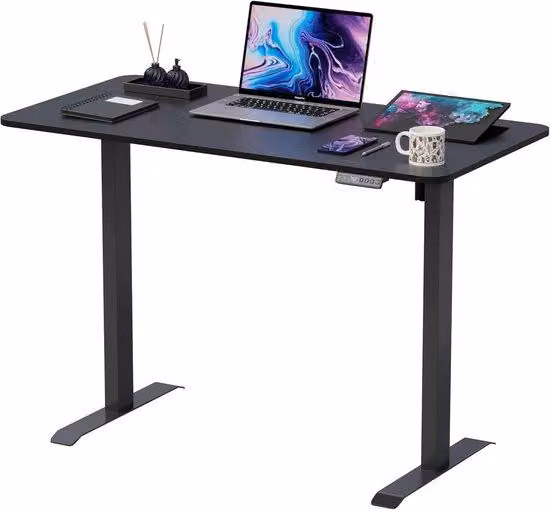 Stojące biurko elektryczne - Regulowane biurko 120x60 cm - Czarne - Idealne do pracy w domu i w biurze