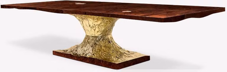 Casa Padrino designerski stół do jadalni brązowy / złoty 450 x 150 x h. 76 cm - Prostokątny stół do jadalni - Włoskie luksusowe meble do jadalni - Luksusowe meble - Luksusowa jakość - Wyprodukowano we Włoszech
