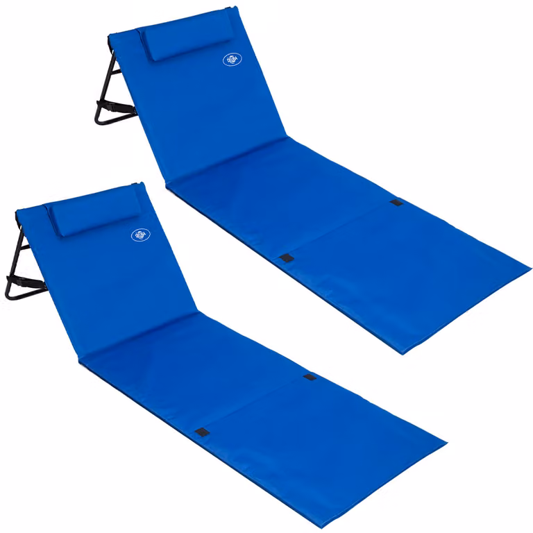 Zestaw 2 wyściełanych mat plażowych Detex w kolorze niebieskim, W x S x G: 158 x 56 x 46 cm