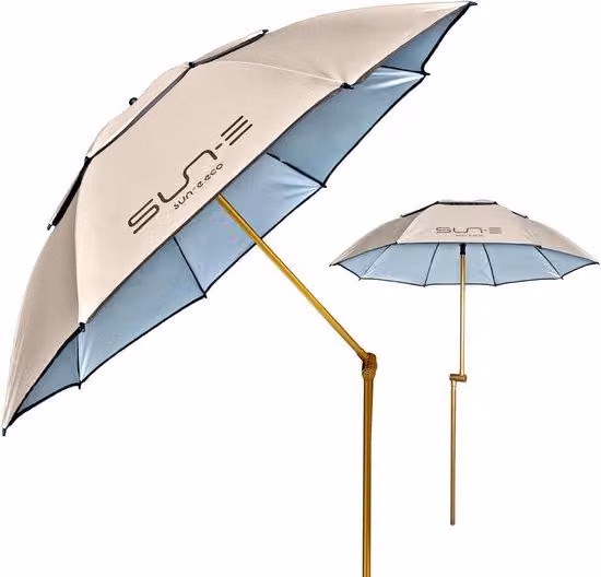 Parasol plażowy składany - osłona przeciwsłoneczna na balkon - ochrona przed słońcem - z kołkiem do wbicia w ziemię - średnica 165 cm - kolor niebieski