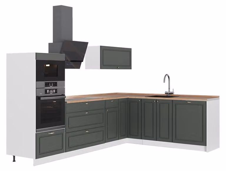 Kuchnia narożna Vicco Fame-Line Green Gold Country/Biały 287 x 207 cm, BP Dąb, Model 63534