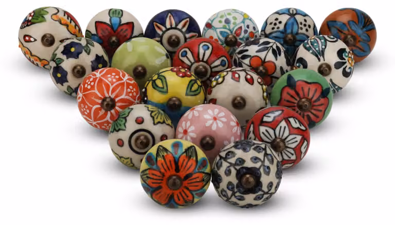 Ceramiczne guziki, 30 sztuk, kolorowe, do szuflad i szafek, styl boho