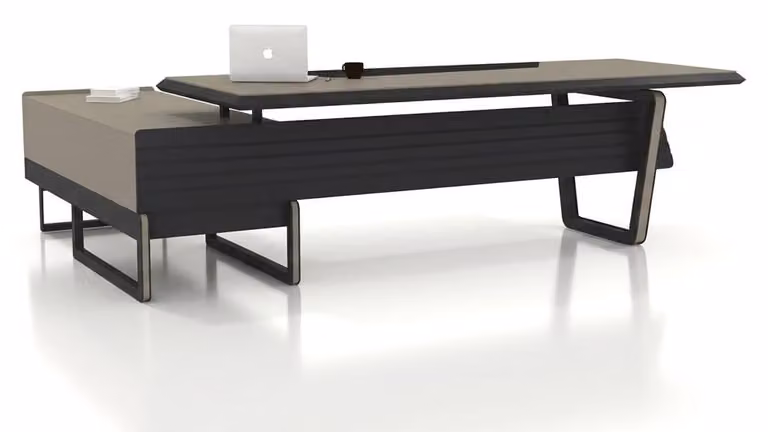 Elegancki biurko, drewno i metal, nowoczesny design, meble projektowe