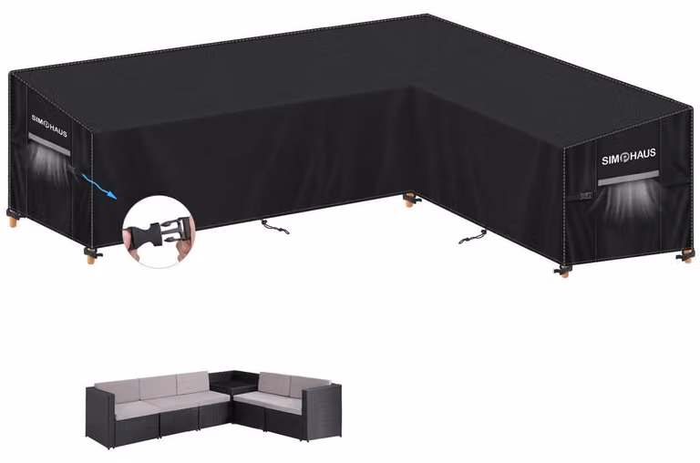 Pokrowiec na meble ogrodowe, kształt L, do narożnej sofy wypoczynkowej, wodoodporny, wymiary 300x230x95x80/60 cm, materiał Oxford 420D, kolor: szary